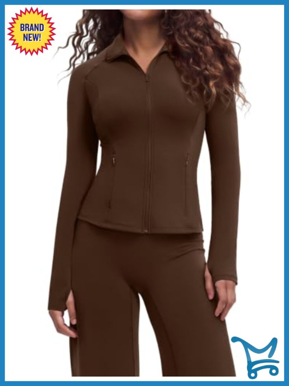 Women 2 Piece Workout Set Zip Up Jacket Wide Leg Yoga Pants